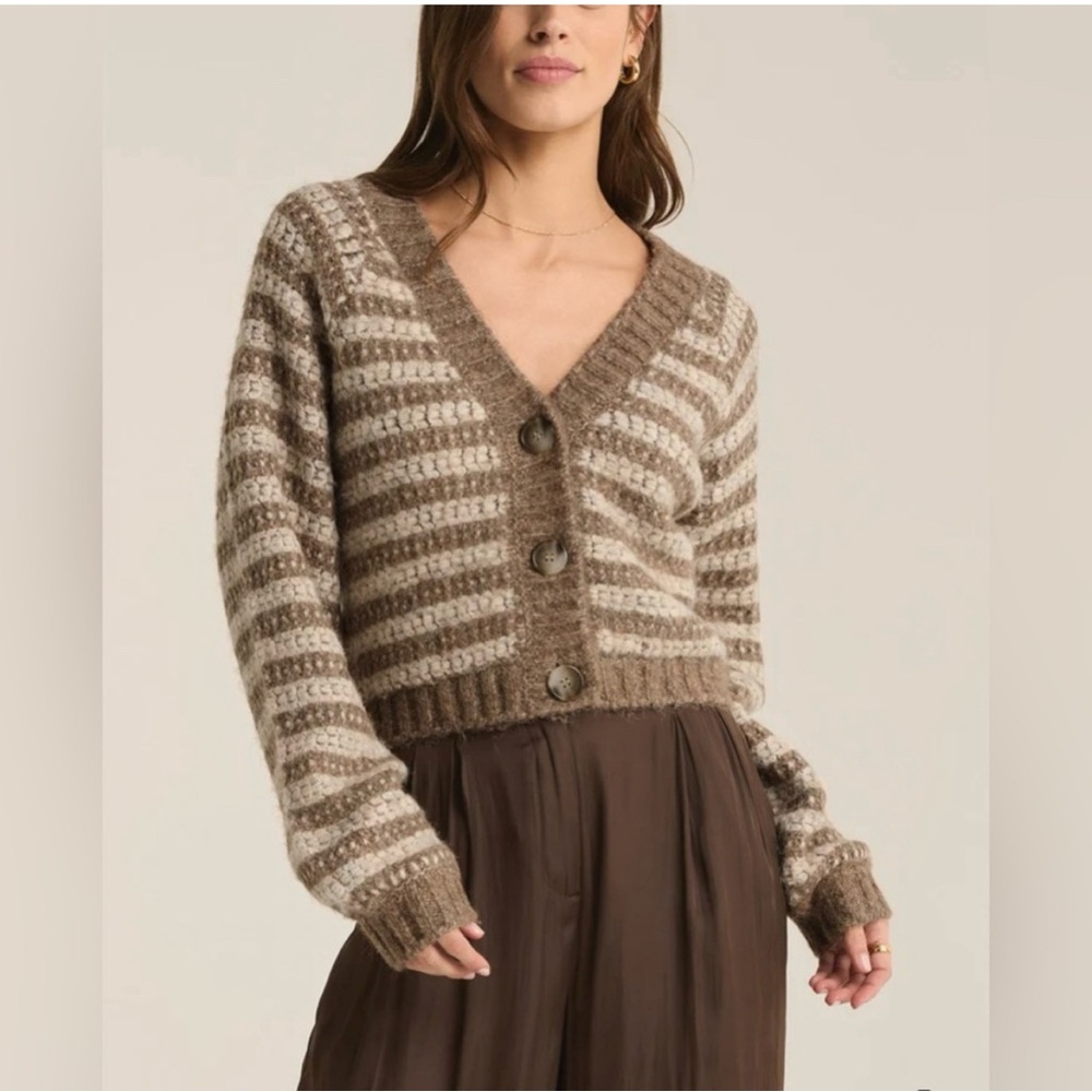 Z Supply Este Metallic Stripe Cardigan in Campfire Cottagecore Casual L NEW